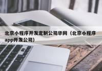 北京小程序开发定制公司华网（北京小程序 app开发公司）