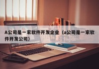 A公司是一家软件开发企业（a公司是一家软件开发公司）