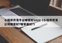 小程序开发平台哪家好2022（小程序开发公司哪家好?哪家最好?）