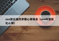 seo优化操作步骤心得体会（seo内容优化心得）