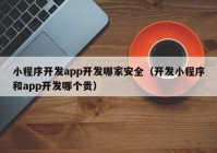 小程序开发app开发哪家安全（开发小程序和app开发哪个贵）